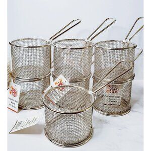 LOT OF 7 Kitchen/Restaurant Stainless Steel Fries Basket -  Round Snack basket